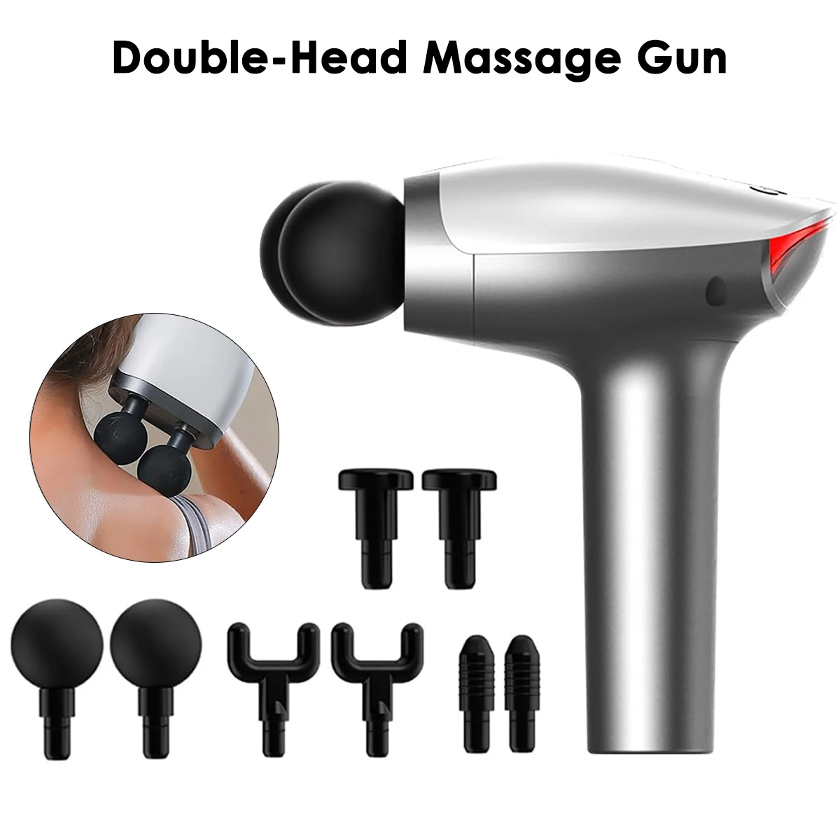 Double Head Massage Gun Deep Tissue Handheld Muscle Massager Fascia Gun for  Pain Relief Neck, Back, Leg, Shoulder and Body - AliExpress