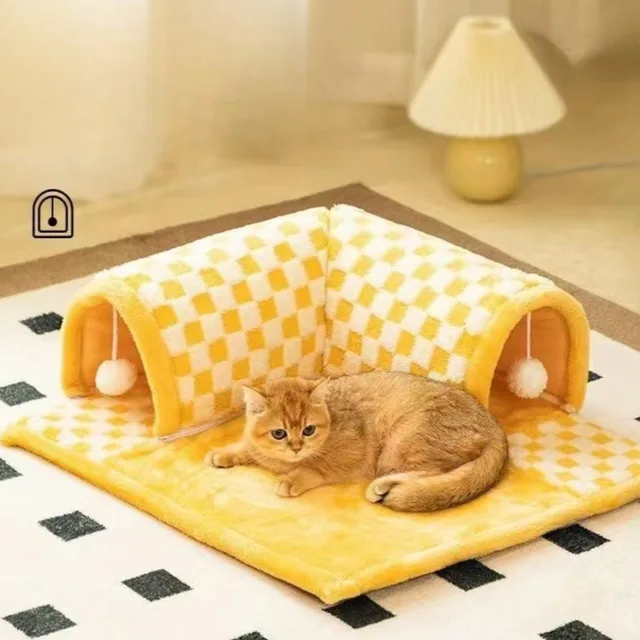 Cat Nest Tunnel Maze Digging Hole Cat  Dog Bed Warm for Autumn Winter Suitable All Seasons Removable Washable Pet Winter Blanket 4