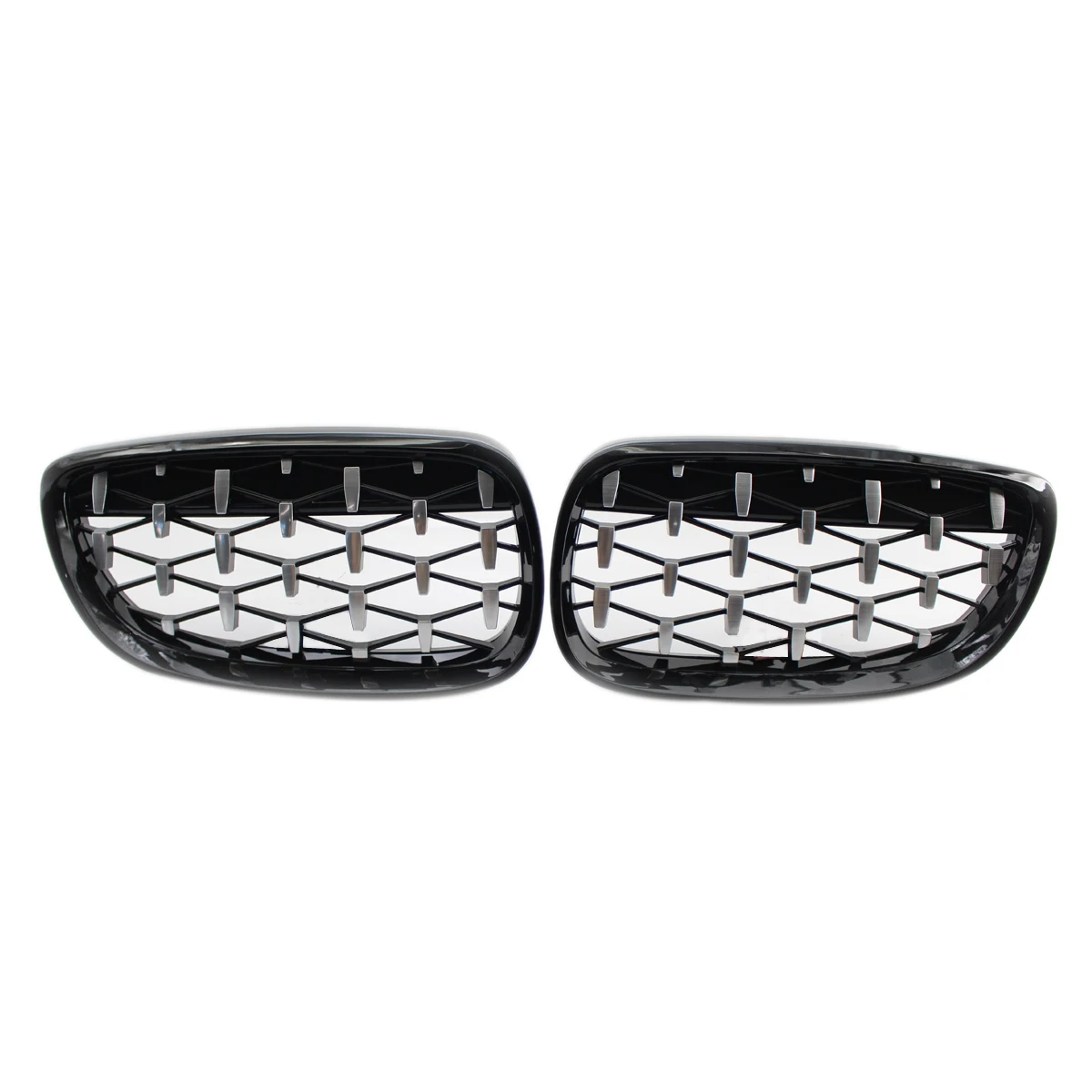 

Front Kidney Grill, Front Hood Diamond Grille Meteor Grill For-BMW 3 Series E92 E93 Coupe 2006-2010 Gloss Black+Chrome