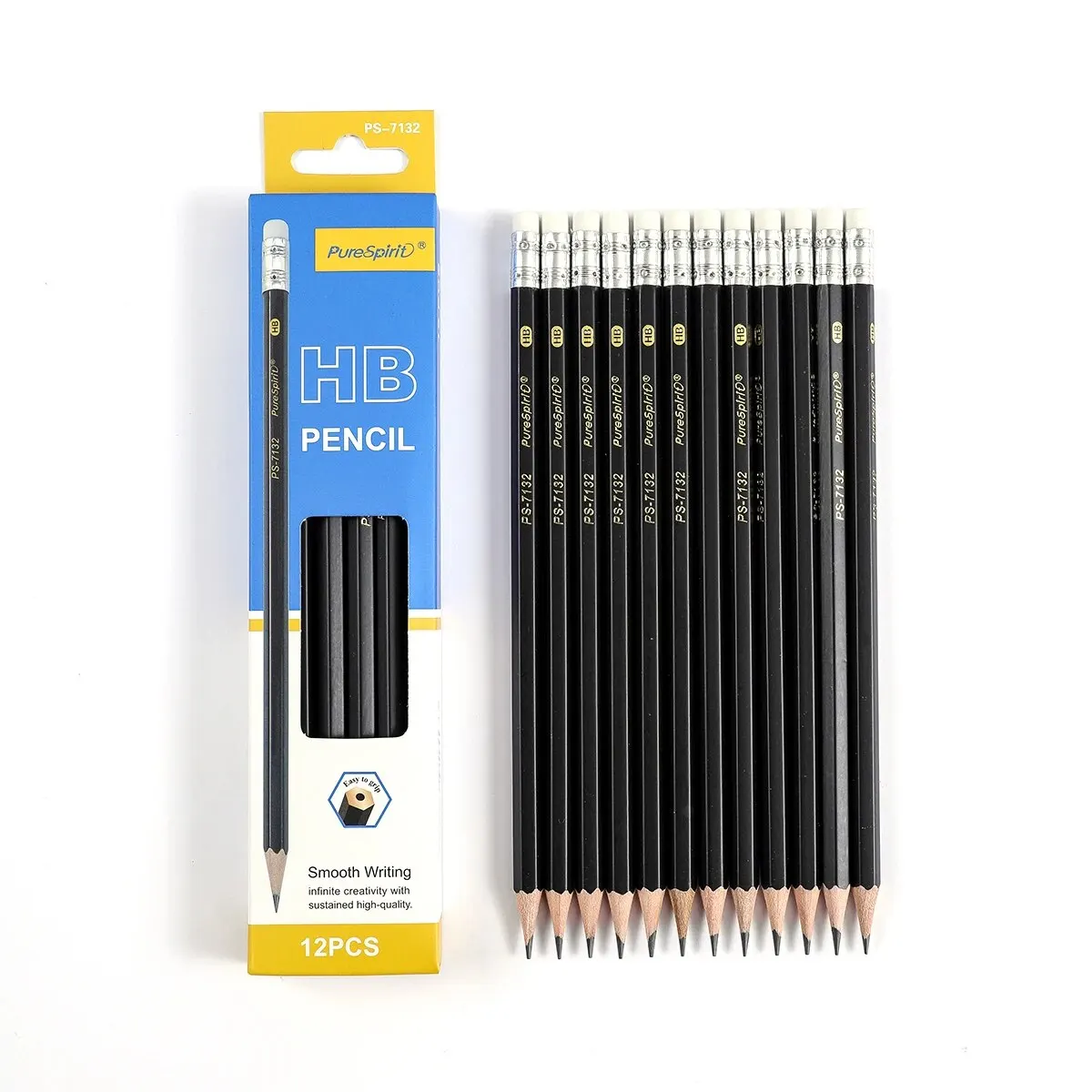 12-Pack Pre-Sharpened HB Woodcased Pencils with Erasers