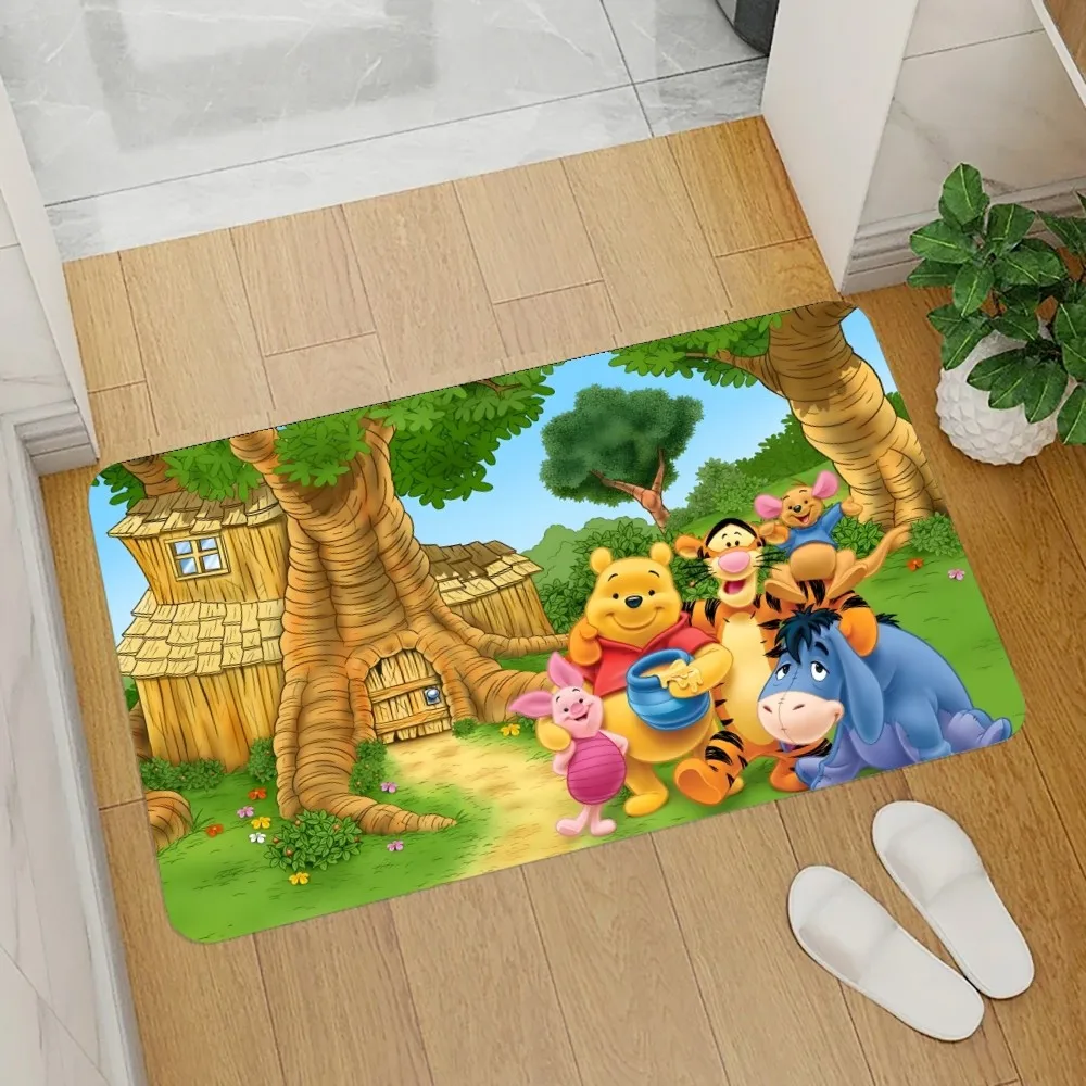 Felpudo de franela con estampado gráfico de Winnie The Pooh para baño, cocina, entrada, decoración del hogar