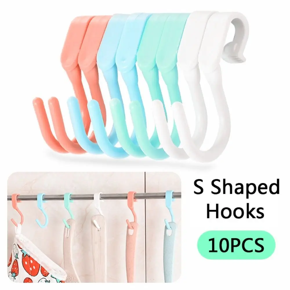 

10PCS Plastic S-Hangers New Anti Slip Portable Clothes Rack Multifunctional Space Saving Kitchen Bathroom Wardrobe Hook