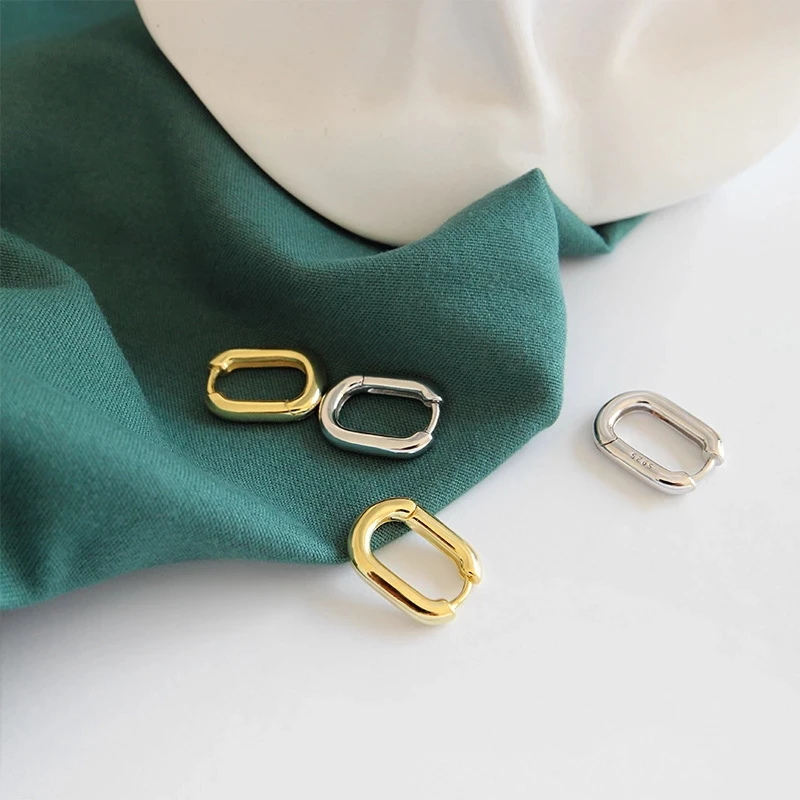 CANNER 925 Sterling Silver Geometric U-Shape Hoop Earrings Women Men Punk Hip-Hop Metal Round Circle Earrings Party Jewelry hoop earrings,silver earrings,silver hoop earrings,womens earrings