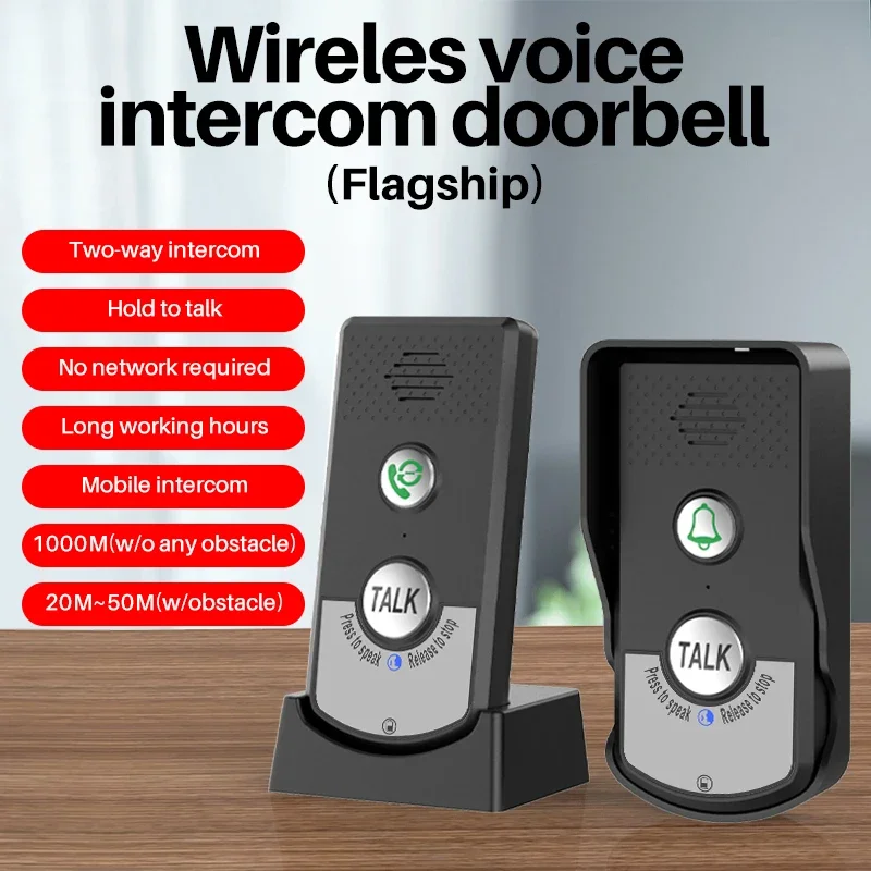 Waterdichte Slimme Deurbel Bel Oplaadbare 1.5Km Intercom Deurbel Voice Call Interlokale Uv-Knopkits Voor Binnen Buitenshuis