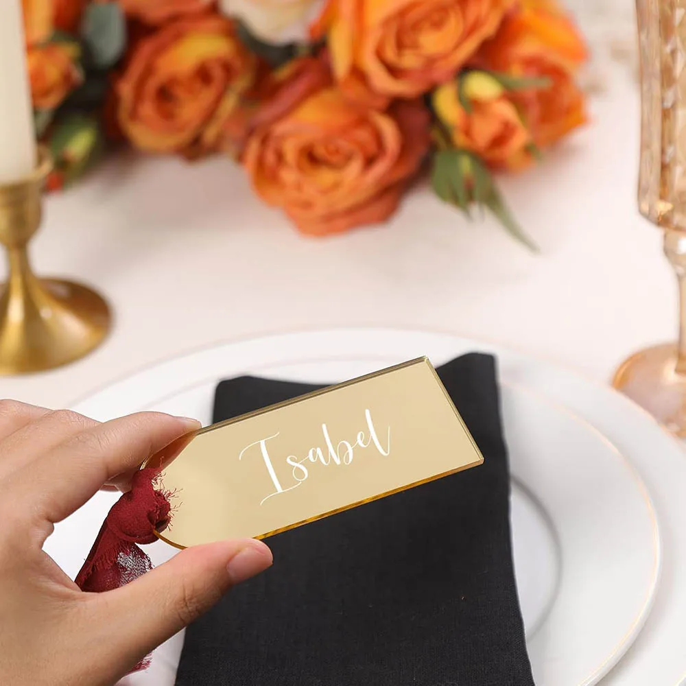 Gold Acrylic Place Cards,DIY Blank Hanging Tags,Perfect for Wedding Table Decor,Birthday,Centerpiece,Party,Anniversary,Event
