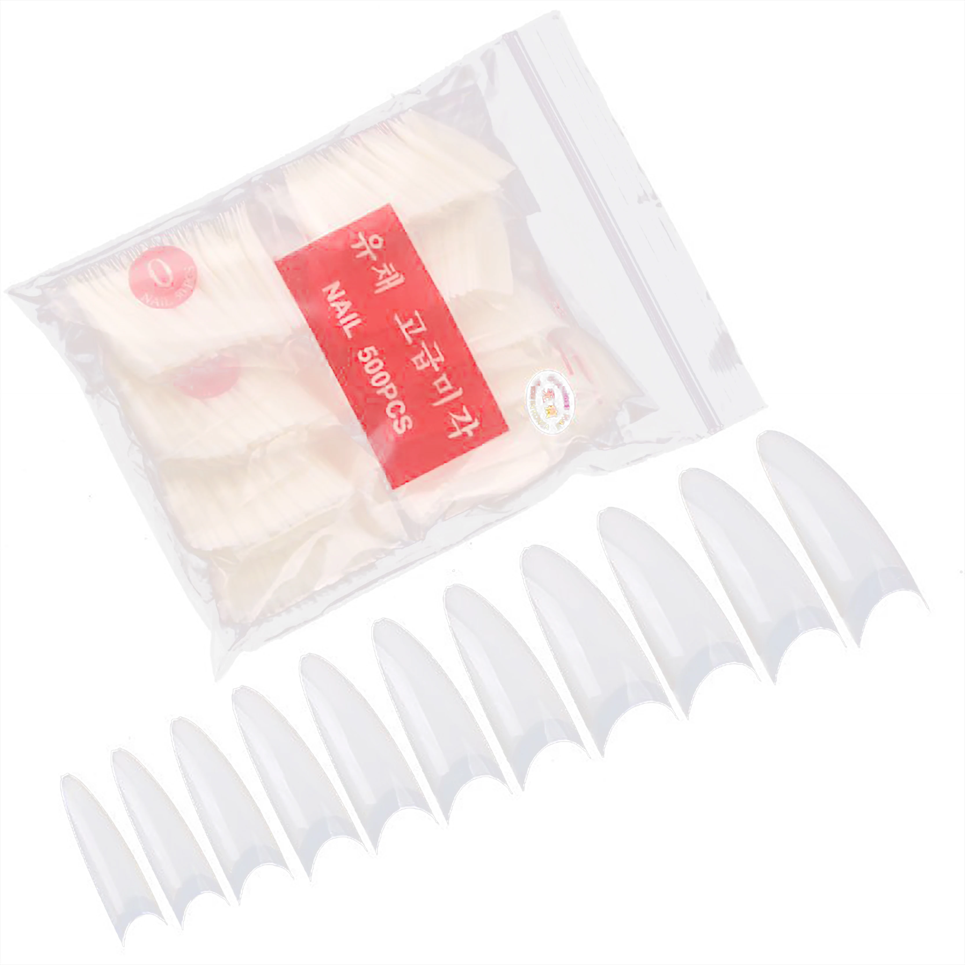 

550pcs PP-Bag Tips Clear/Transparent/Natural/White 11 Sizes Long C Curve False Half Cover Nail Tips French Half Cover FN17