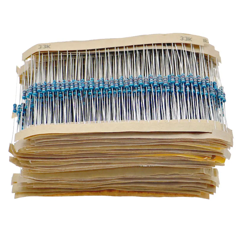 2600pcs 130 Values 1/4W 0.25W 1%(1R-3M)Metal Film Resistors Assorted Pack Kit Set Fixed Resistors Assortment Kits