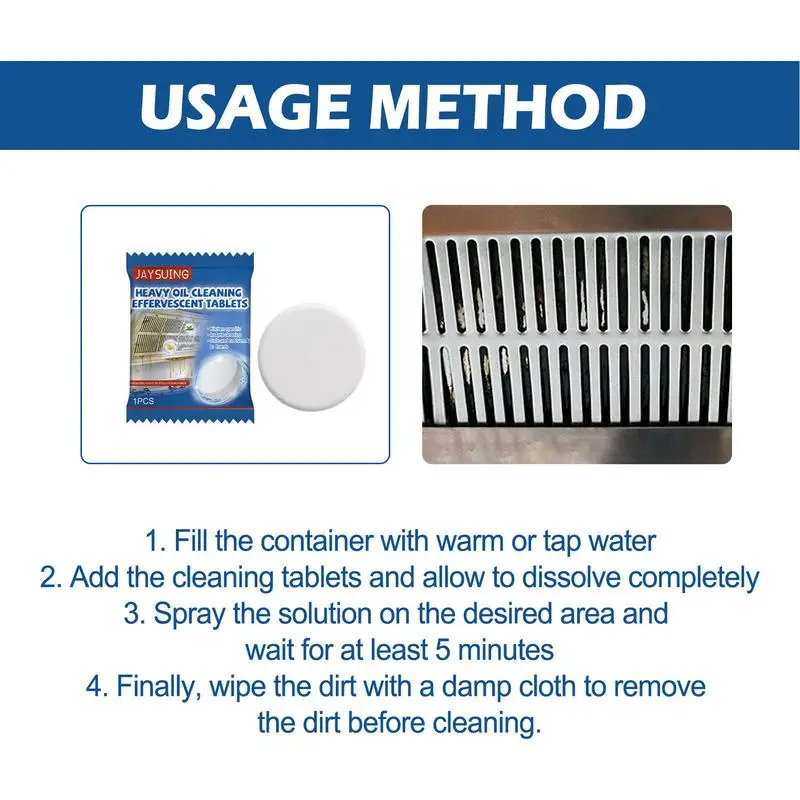 Stove Cleaner Oil Cleaning Tablets 10pcs Heavy Oil Cleaning Tablets All Purpose Cleaner Kitchen Degreaser for Stoves
