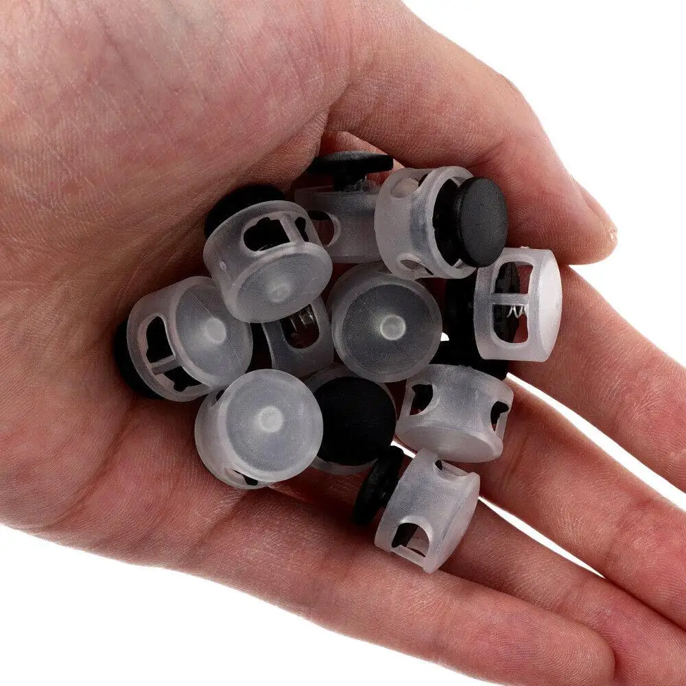 1Pcs Unbinding Colour Rope Lock Anti Slip Buckle Double Hole Press Button Spring Buckle Shoelace Buckle Rope Clamp