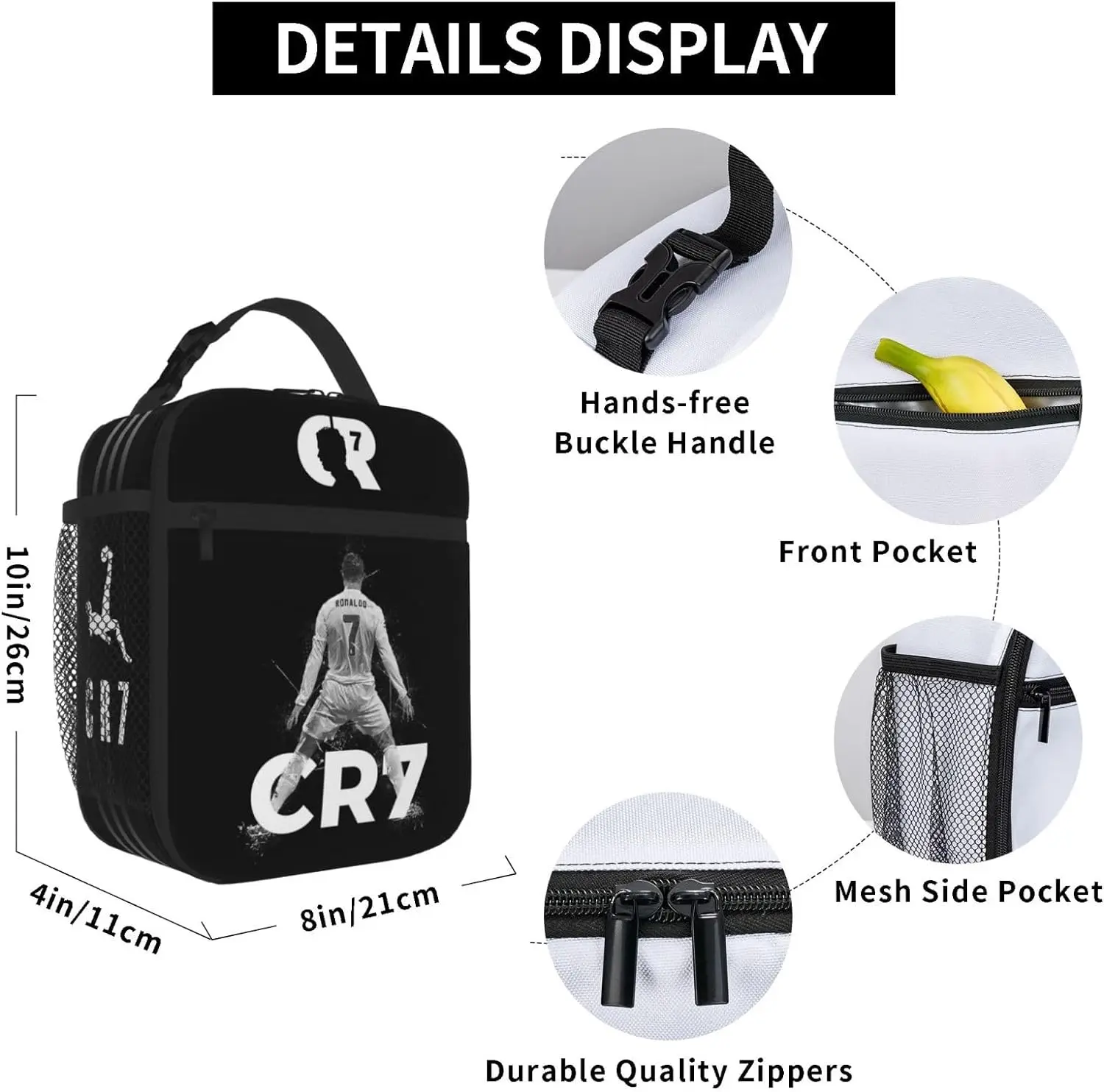 Soccer Lunch Box,Cute Boys Lunch Bag for Soccer Lovers, Reusable Thermal Lunch Box for Women Men Adults School Picnic Work 5