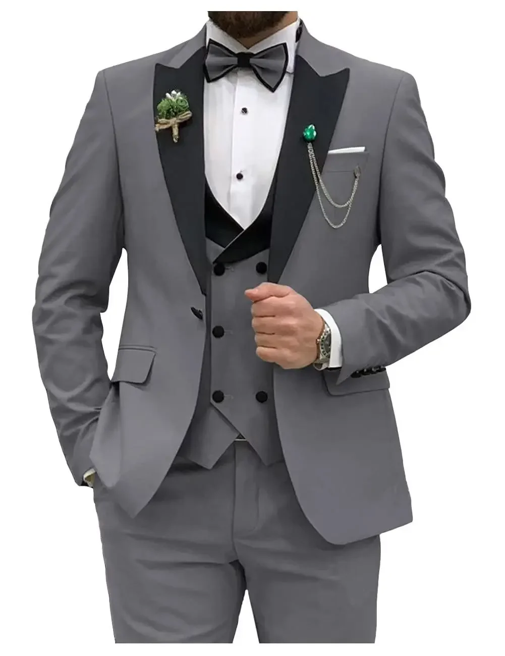 Mens Suit Royal blue Men Suits Slim Fit 3 Piece Double Breasted Suit Men Wedding Prom Party Business(Blazer+Vest+Pants)