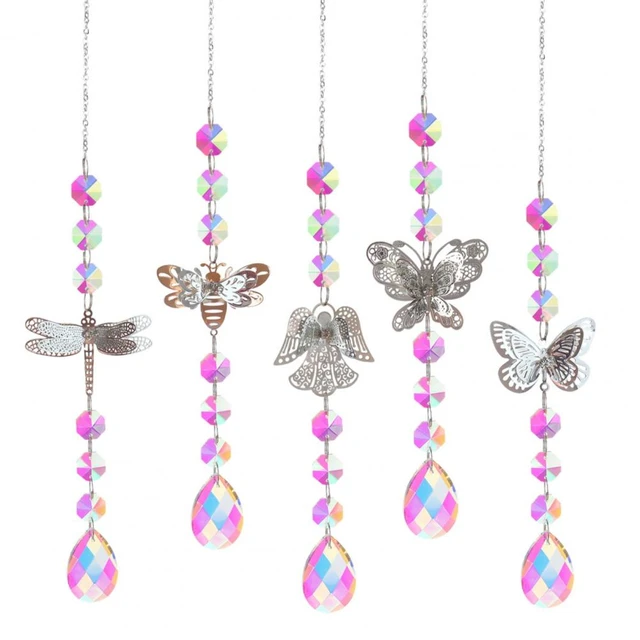 Sun Faux Prisms Pendant Faux Crystal Hanging Butterfly Shape Wind Chimes -  AliExpress
