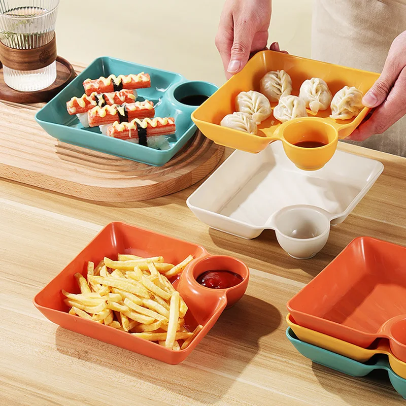 

1Pcs Vinegar Dish Meal Sushi Dumplings Dish Square PP Snack Plate Dumpling Tray Gyoza Home Tray Japanese Vinegar Dish Meal