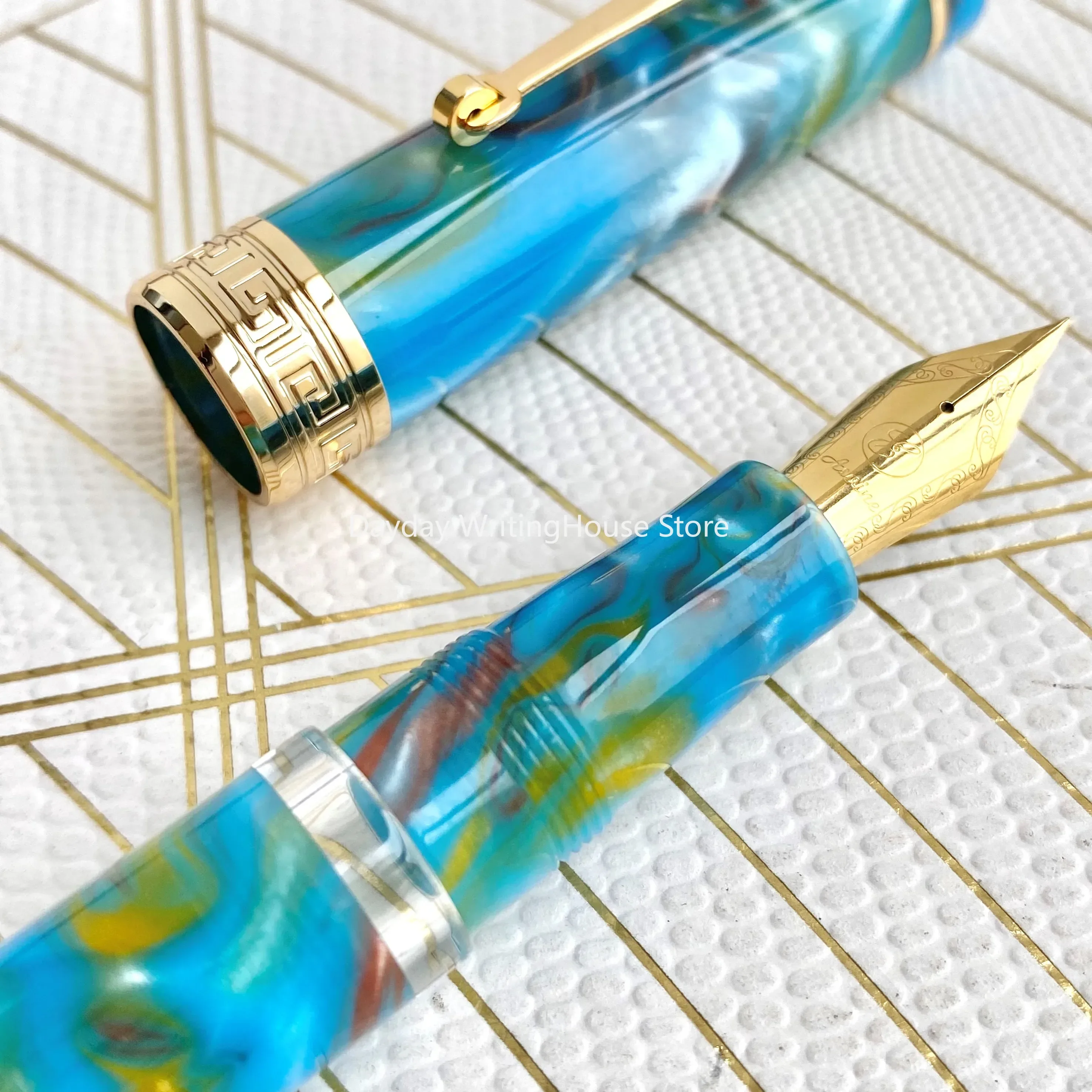 Asvine p20ピストン充填万年筆、アクリル美しいパターン、ef、f