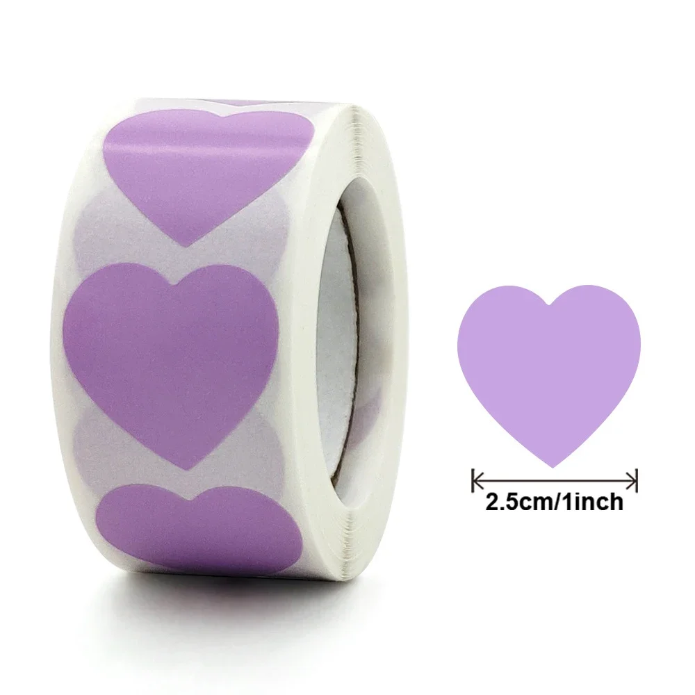 Round Heart Handmade Stickers - 1-inch Black, White, and Pink Paper Decorations for Scrapbooking and Gifts