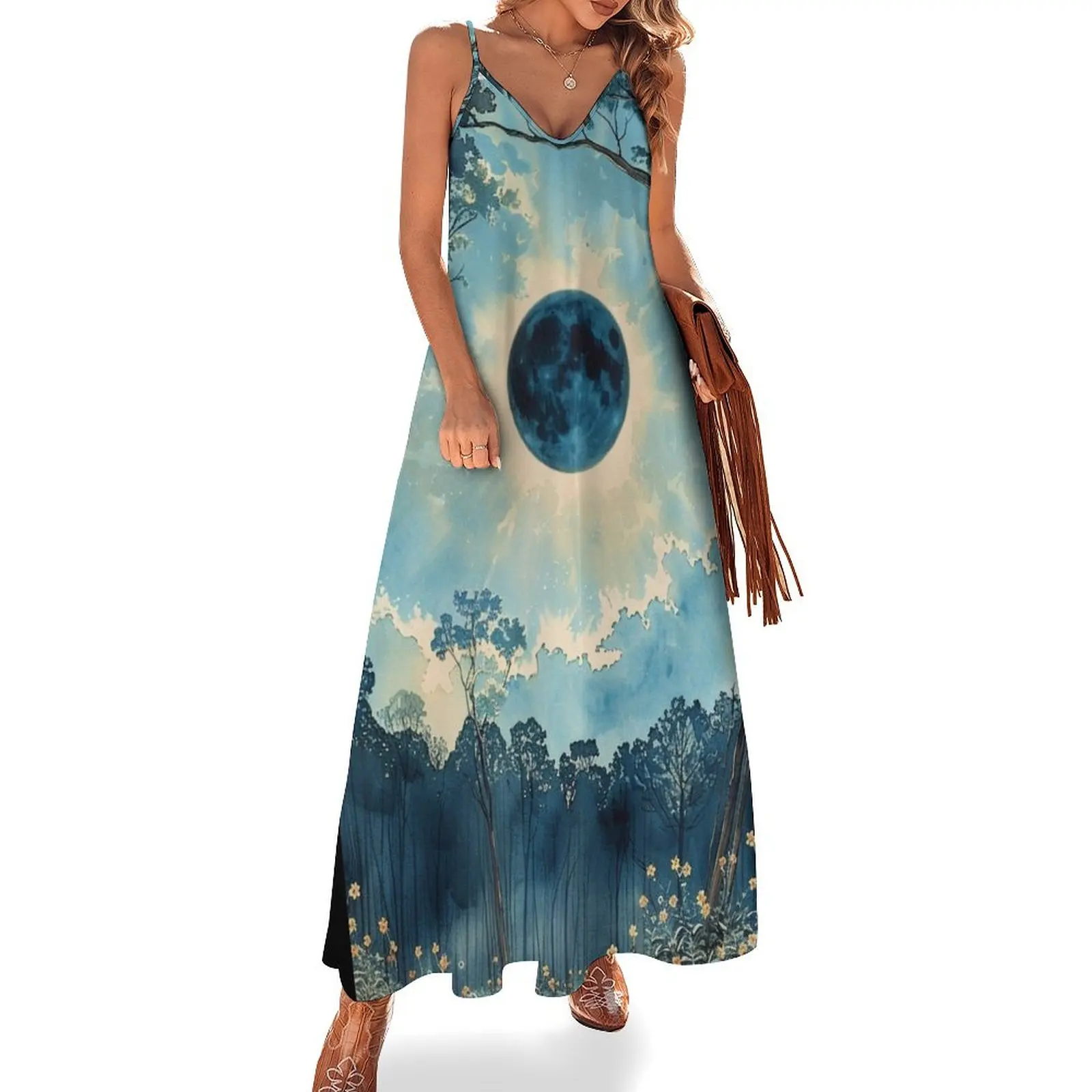 

Eclipse over Pine Woods in Watercolor Sleeveless Dress dresses women summer 2024 Bride dresses sexy short dresses daring