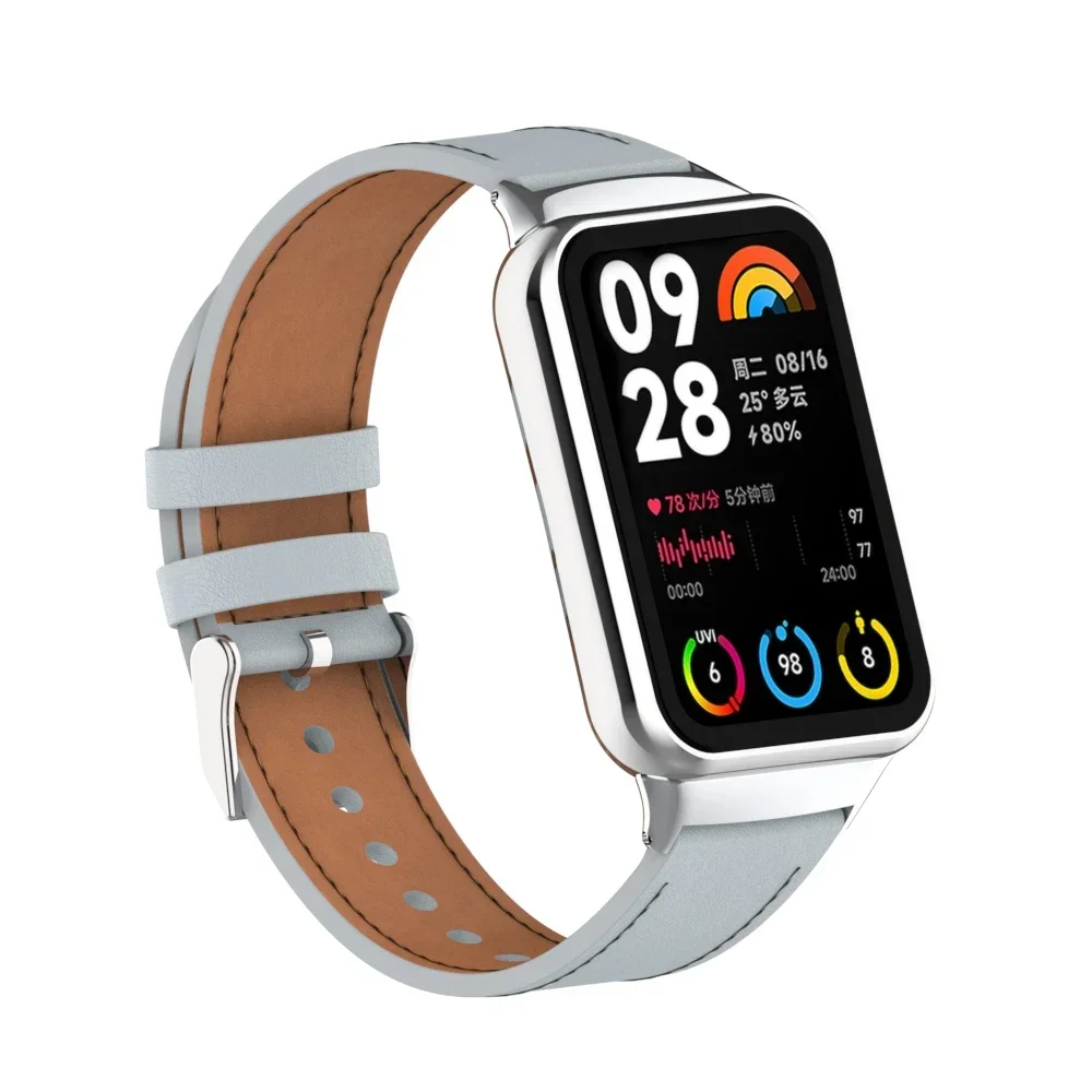 Premium Leather Strap Bracelet Watchband Accessory with Metal Replacement Belt