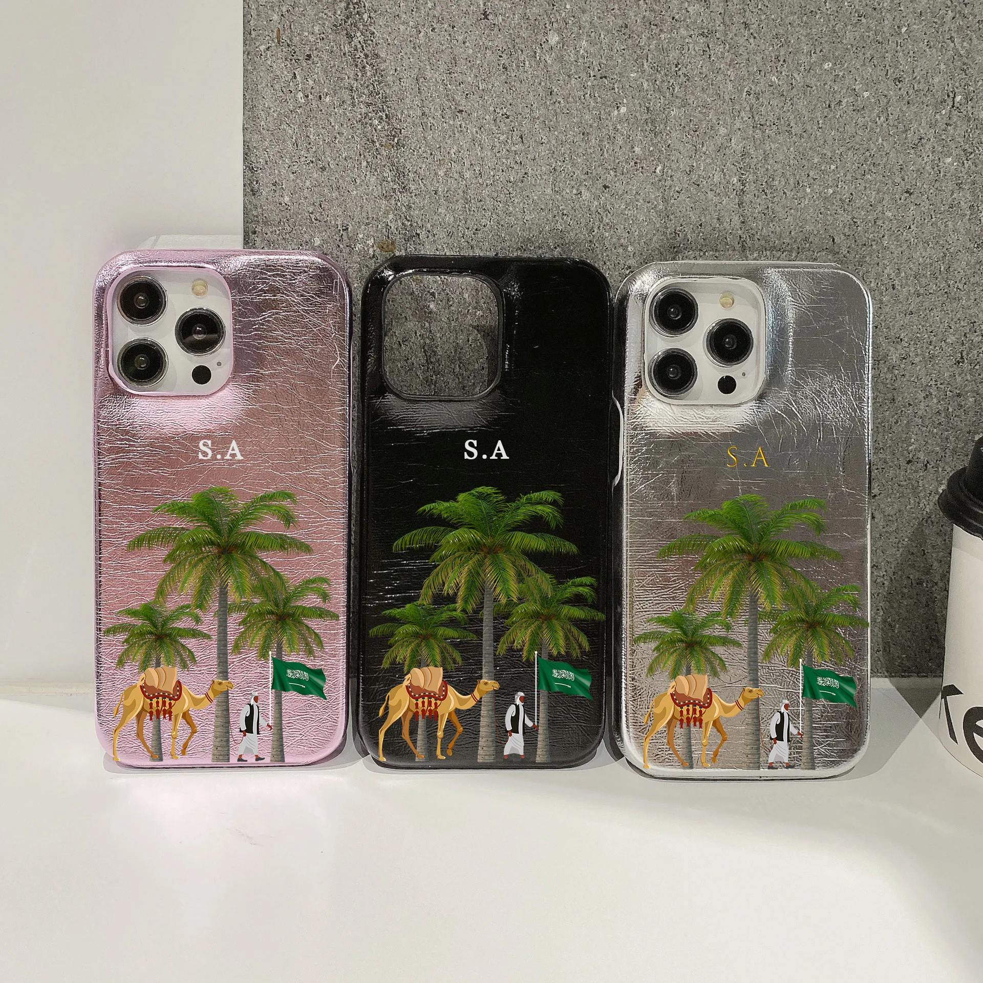 Personalise Initial Saudi Arabia Name Letters Leather Case For Iphone ...