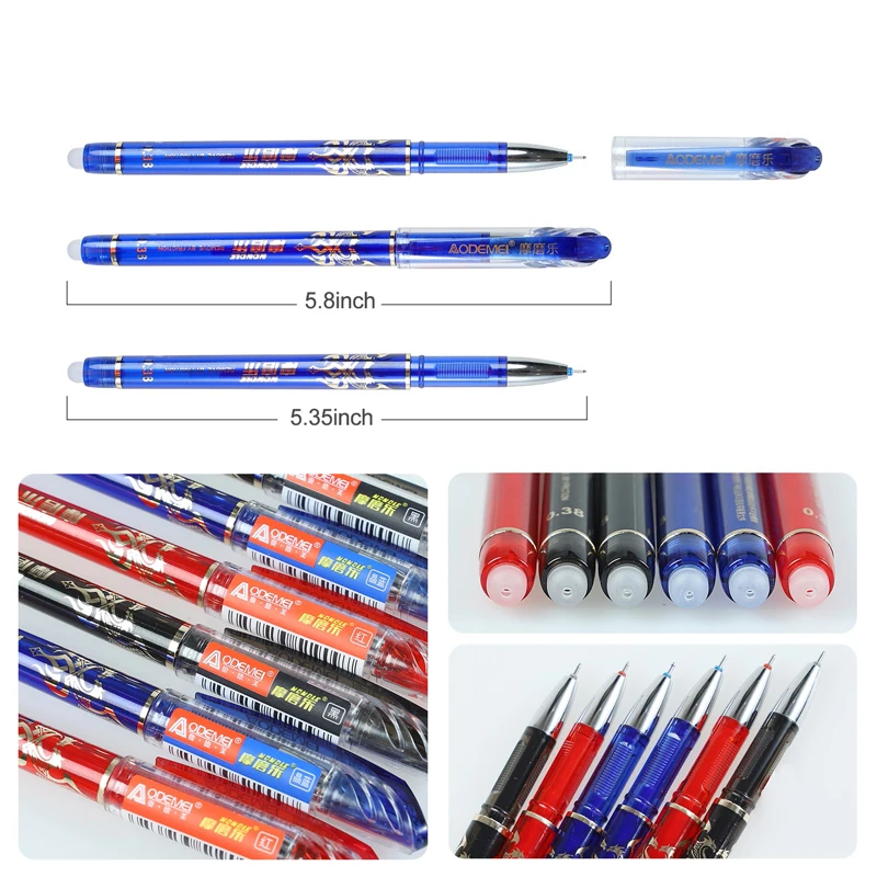 Erasable Gel Pens Black Blue Refill Rod 0.5mm Ballpoint Pen Washable Handle School Office Writing Supplies Stationery 57Pcs/Set
