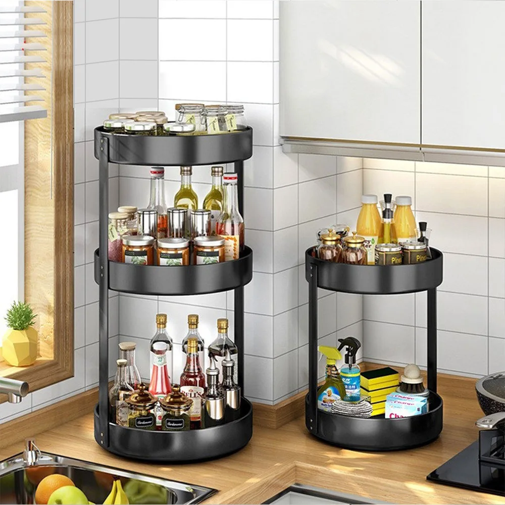 360 Rotation Spice Rack Cabinet Turntable Organizer Shelf