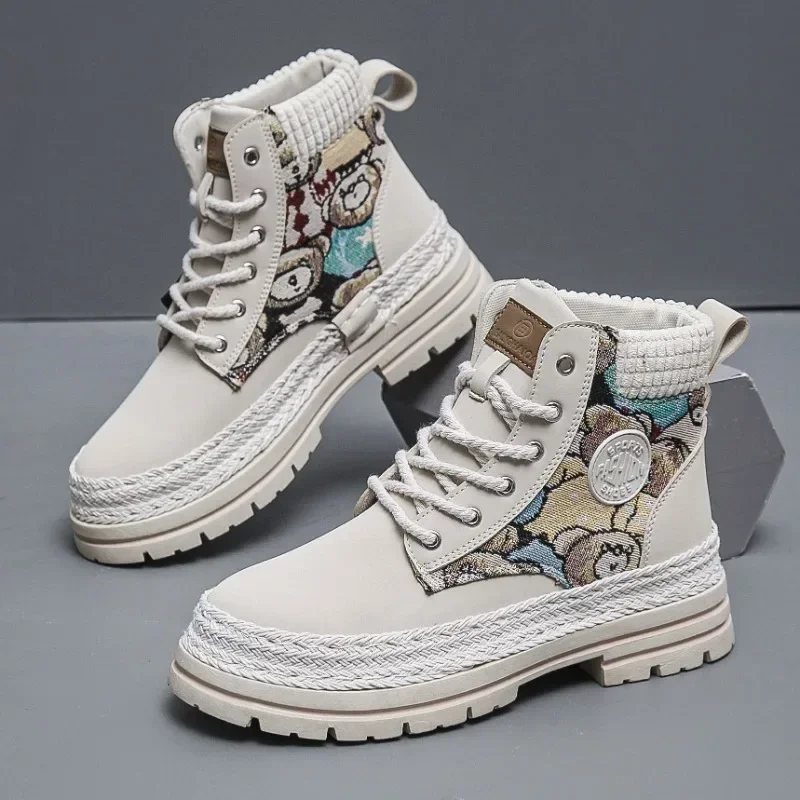 Fashion New Women Leather Ankle Boots Designer Brand Sneakers Chelsea Men Boot Outdoor Motorcycle Casual Shoes Botas Hombre Plus