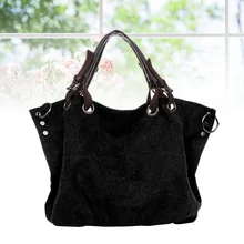 

25x15cm Large Capacity Portable Bags Fashion Canvas Tote Bag Casual Polyester and Cotton Handbag for Wome Ladies (Black)