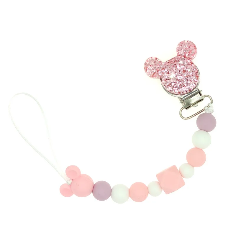 아기 젖꼭지 클립 체인 실리콘 비즈 Teether 장난감 더미 홀더 젖꼭지 체인 선물