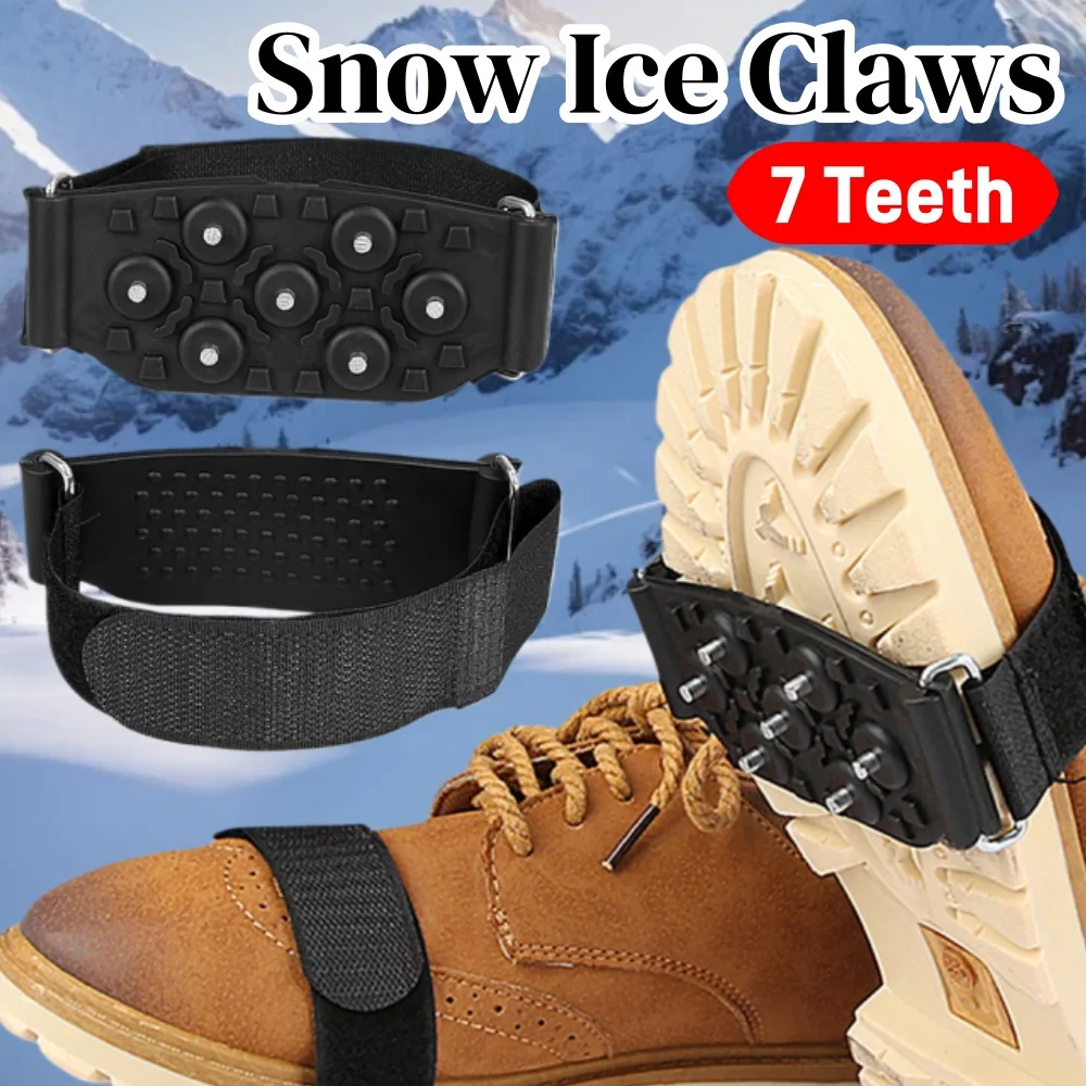 1 çift 7 çivili buz kar tırmanışı kaymaz sivri uçlu tutma yerleri kadın erkek botları için ayakkabı kılıfı yürüyüş koşu yürüyüş dağcılık