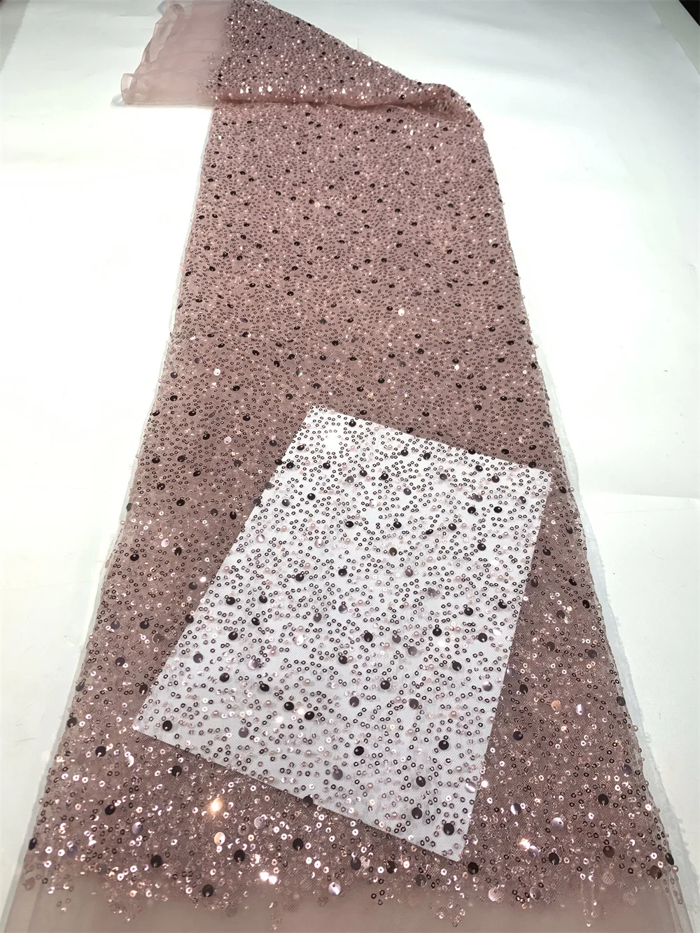 African Lace Fabric Beaded Lace Material French Sequins Nigerian Embroidery Bridal Mesh Fabric For Sewing