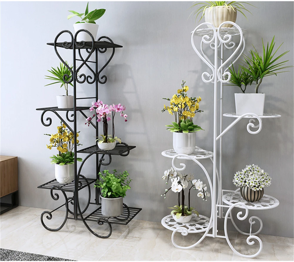 Plant Stand Flower Pot Shelves Metal Wrought Iron Display Flowers Shelf for Living Room Balcony Garden Terrace Storage Organizer