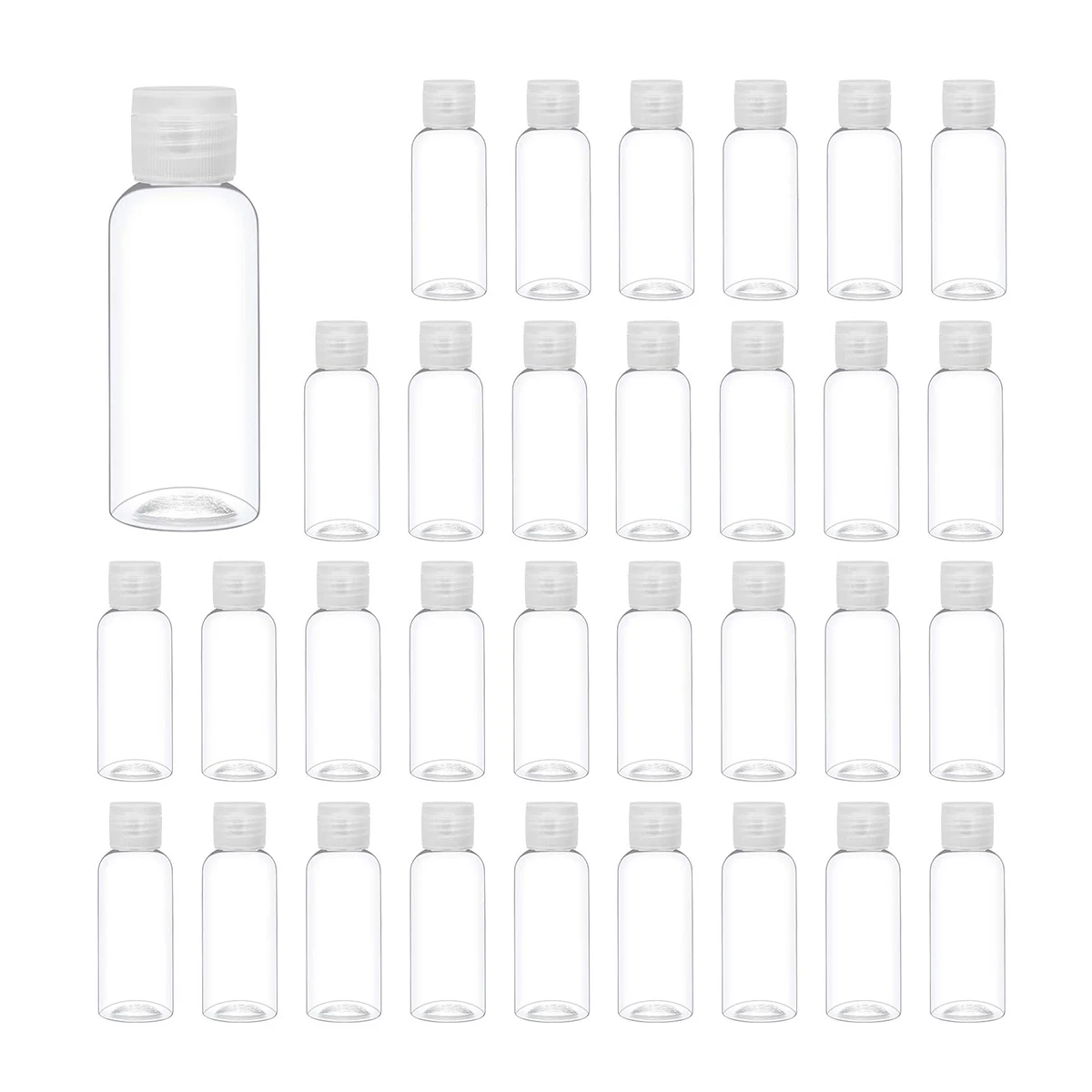 

50pcs 60ml Plastic Empty Bottles with Flip Cap, Clear Refillable Cosmetic Containers,for Shampoo,Hand Sanitizer,Lotion Travel