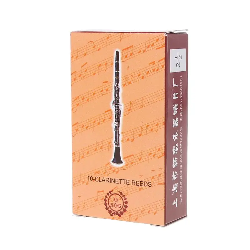 Pack of 10 Pieces Clarinet Reeds Strength 2.5 Traditional Flat Reed Bamboo Reeds Kit clarinet and saxophone accessories