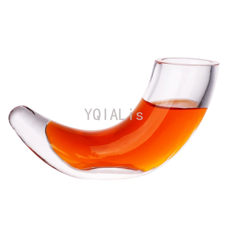 2-4pcs 30ml Creative Horn Wine Glass Special Shape Cocktail Thick Glass Rhinoceros Whiskey Vodka Bar Family Cup Drinkware Set