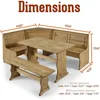 Solid Wood Corner Dining Set 64.8" W x 19.9" D x 33.4" H- Farmhouse Table and Bench Set, Farmhouse Furniture for Dining Room 2