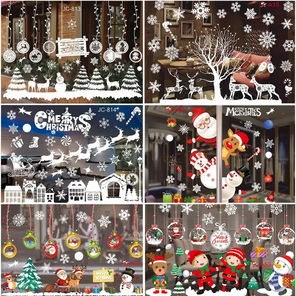 Christmas Window Stickers Christmas Wall Sticker Room Wall Decals Merry Decors For Home New Year Stickers 2025