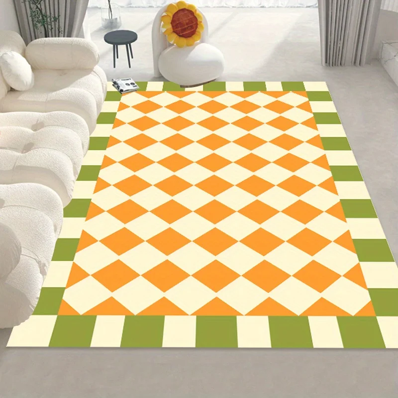 Checkered Area Rug Living Room Non-slip Entrance Door Mat Sofa Table Large Area Carpets Bedroom Bedside Floor Mat Home Decor Rug 4