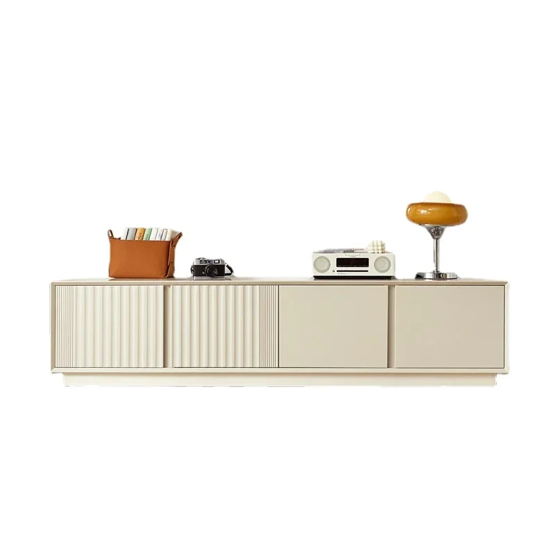 

ZL Cream TV Cabinet White Wave Living Room Bedroom Floor Side