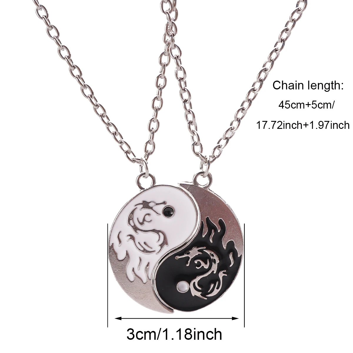 2 Pcs Dragon Tai Chi BFF Necklace for Women Adjustable Yin Yang  Friendship Necklace Best Friend Couple Necklace Jewelry Gift 6