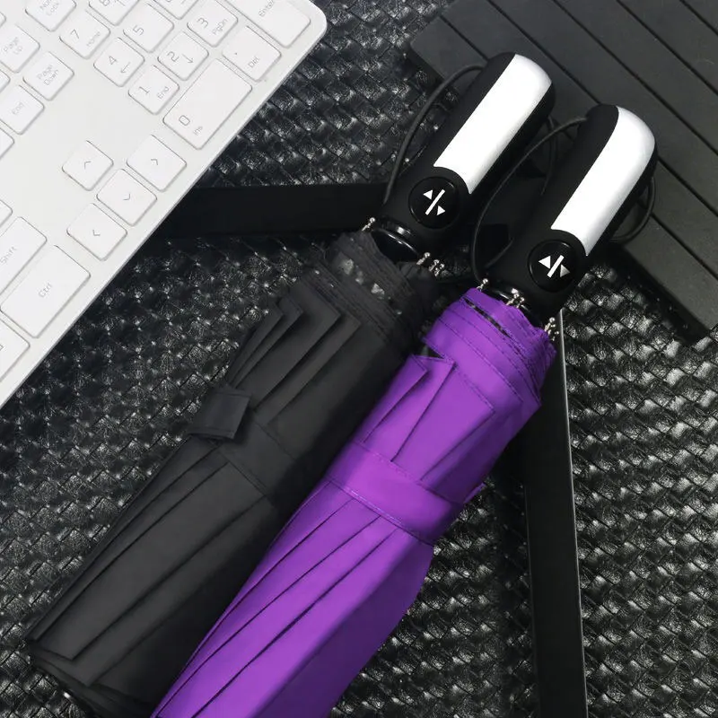 Automatic Folding Vinyl Umbrella Ten-Bone Umbrella Strong Windproof Rainproof Large for Business Use folding umbrella