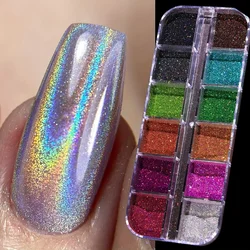 Holographic Chrome Nail Glitter Pigment Set - Shimmering Silver, Black, and Pink (Glitter)
