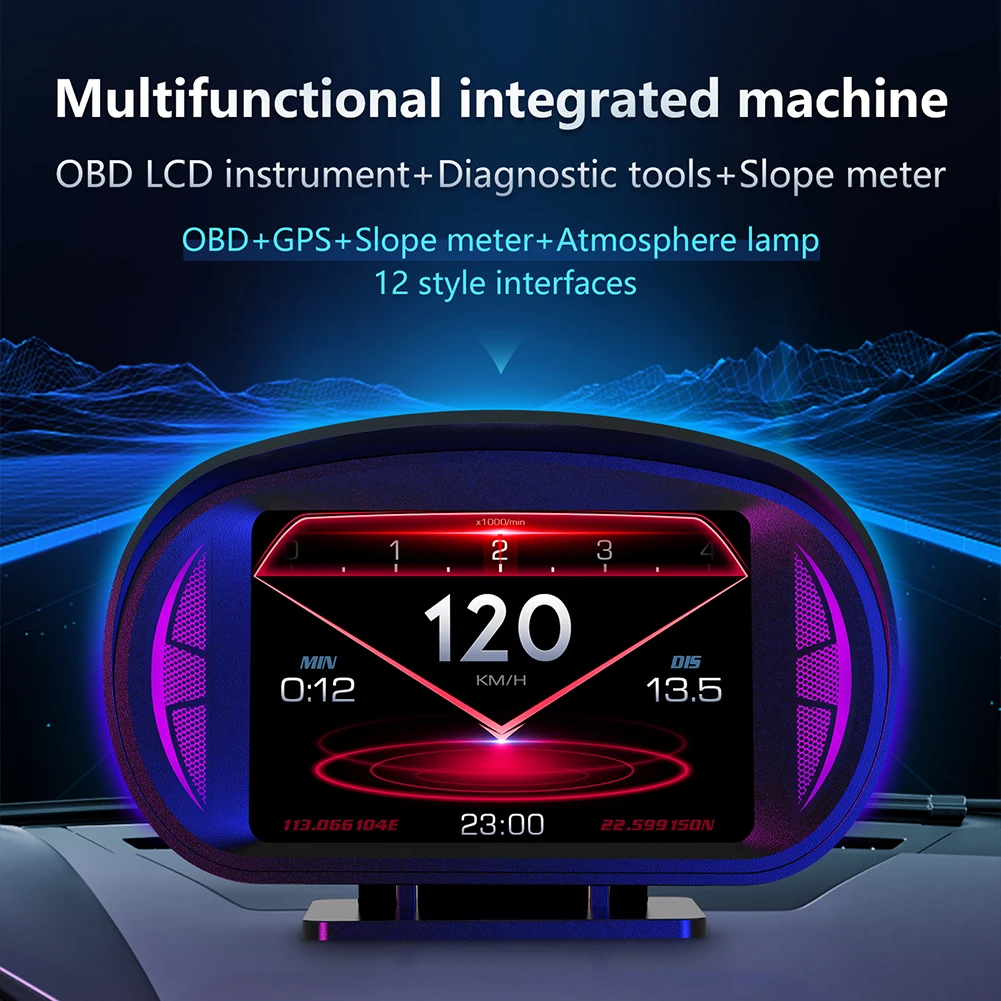 

1pc LCD Instrument Car Repartment Parts GPS Mode Function HUD Gauge Black Car Head Up Display Electronic Components