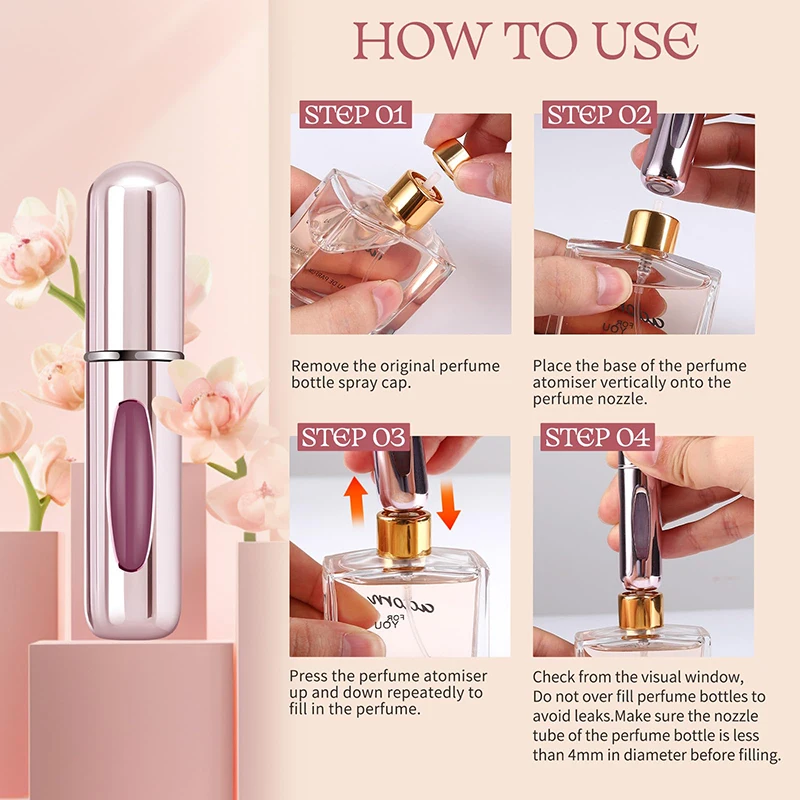 50-5PCS Perfume Refill Bottle 5ML Perfume Dispenser Aluminum Refillable Mini Bottle Empty Atomizer Refillable