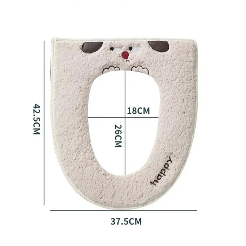 Zipper Winter Toilet Seat Cover Plush Handle Toilet Cover Gasket Thicker Waterproof Closestool Mat Winter Accessories