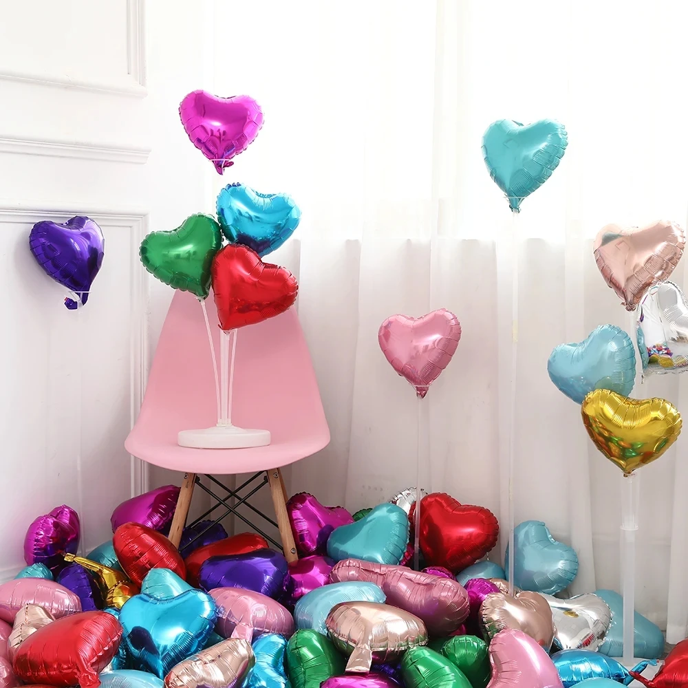 10-50PCS 5/10 Zoll Romantische Herz Folienballons Mehrfarbige Metall Helium Globos für Liebe Thema Hochzeit Valentinstag Party Dekor – Detail 3