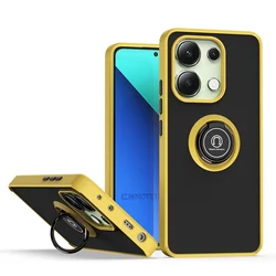 Shockproof Armor Matte Case with Magnetic Holder Ring Stand Cover - Redmi Note 12Pro 4G (YELLOW)