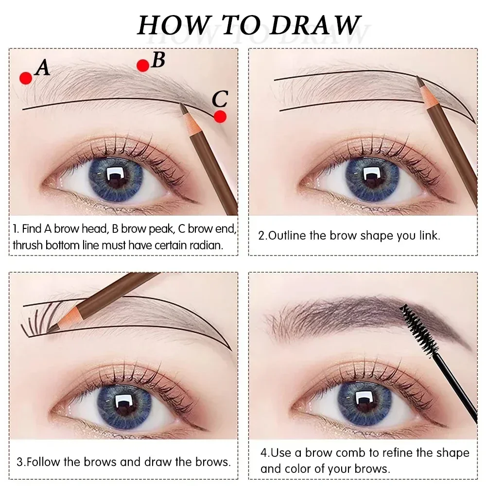 5pcs Professional Microblading Pencil Permanent Eyebrow Pencil Tattoo Waterproof Art Tint Makeup Eye Brow Pen Enhancers Cosmetic 6