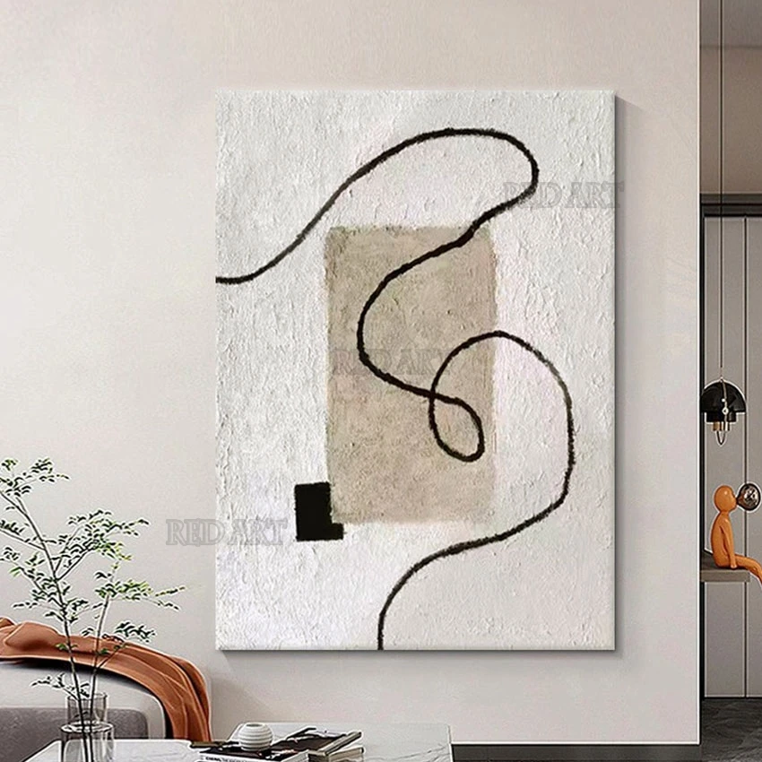 

New Large Size Lines Design Hand Painted Frameless Canvas Wall Poster Oil Painting Art Showpieces Artwork Hotel Decor Picture