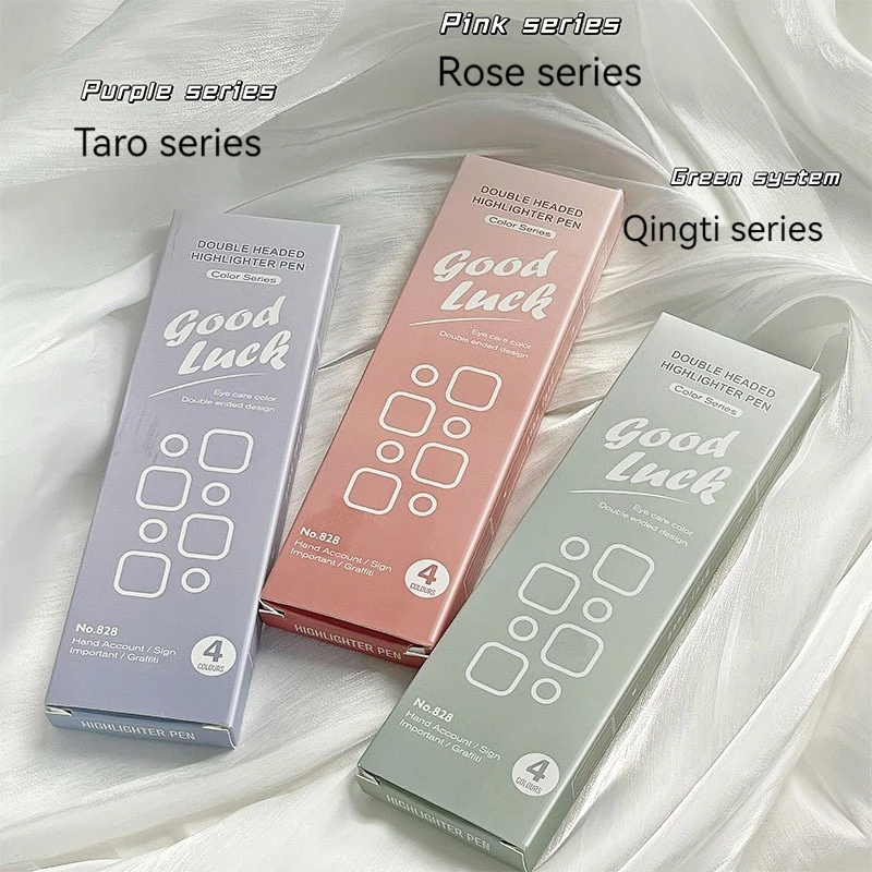 4 개/대 그라디언트 더블 헤드 형광 형광펜 펜 마커 학교 사무 용품에 대 한 파스텔 드로잉 펜 귀여운 편지지