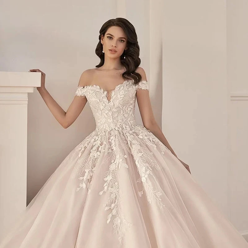 Elegant Wedding Dresses 2024 A-Line Sweetheart Bridal Gowns Off The Shoulder Luxury Robes Lace Appliques Vestidos De Novia 2023
