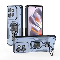 Rugged Armor Heavy Duty Hard Case with Metal Kickstand - Durable Protection and Functionality - Moto S50 (Blue)